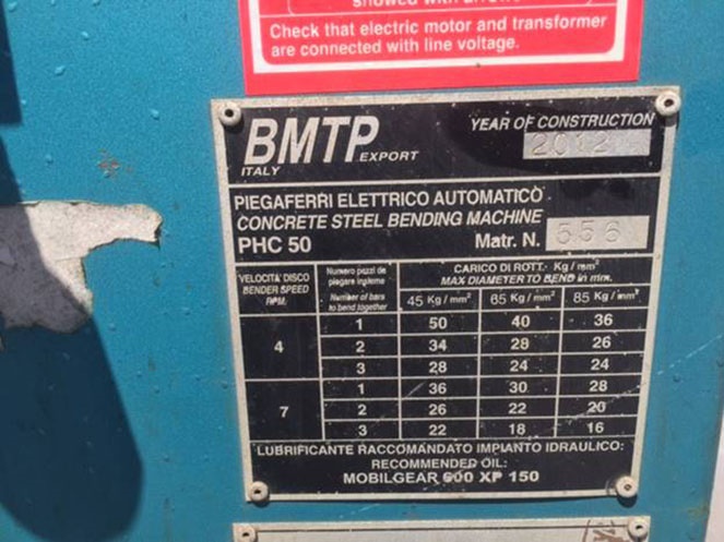 Dobladora de Fierro BMTP Italy / Usada #5
