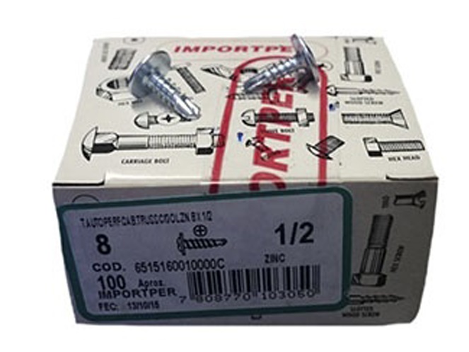 Caja 100 Tornillos Cabeza Lenteja PTA BR 8 x 1/2