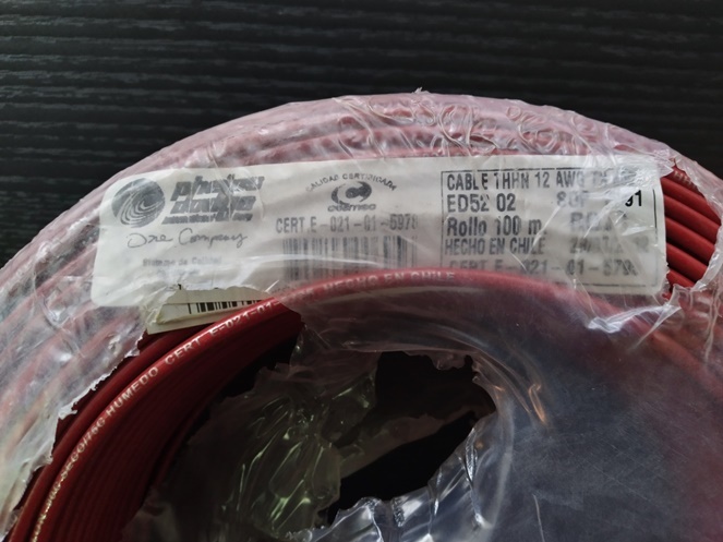 Rollo Cable Eléctrico x 100 mts / Rojo / 12AWG / 7H-600V #2