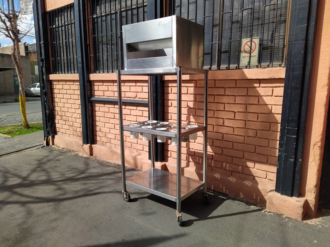 Estante A. Inox. Porta Servicios Biggi con ruedas / 3 Niveles con Dispensador Pan / Usado / B2 #3
