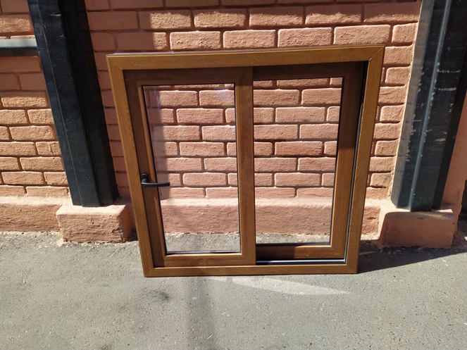 Ventana Termopanel PVC Roble / 1 x 1 Mt /  Alfamat #6