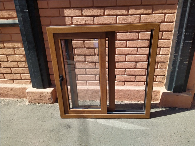 Ventana Termopanel PVC Roble / 1 x 1 Mt /  Alfamat #4