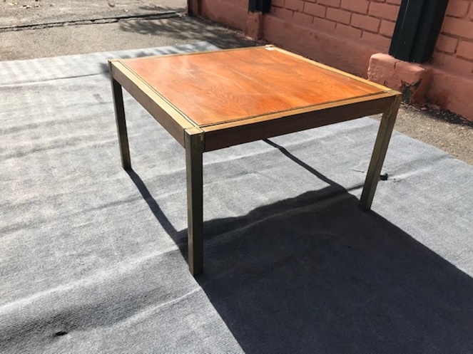 Mesa Lateral Madera / Estructura Bronce / Usada / 34 #4