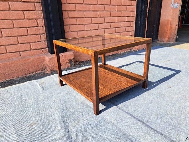 Mesita Lateral / madera Encina / Cubierta Vidrio / Usada / 54 #2