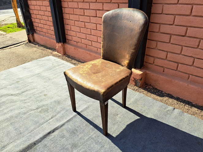 Silla Madera / Tapiz Cuero Cafe / Usado / 63 #3