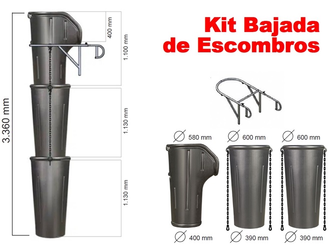 Bajada de Escombros (Kit: 1 Tolva, 2 ductos rectos, 1 soporte metálico) Usado #6