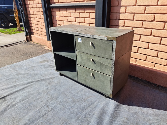 Mueble Madera 3 cajones y divisiones Revestido piedra pizarra / N22 / Usado #3