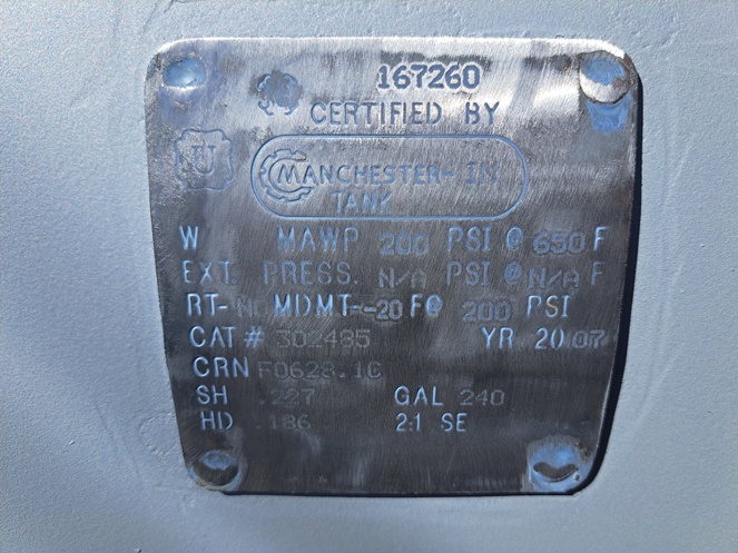 Estanque Acero Galvanizado Aire Comprimido / 900 Lts Aprox. / Usado / (4) #4